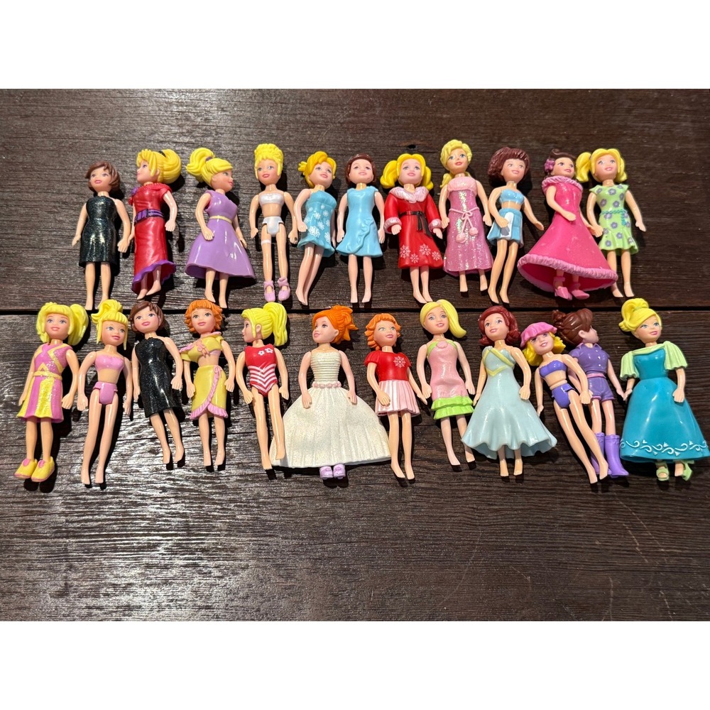Vintage Polly Pocket Lot 18 Dolls Mattel Fashion Outfits Y2K Toys Mixed Set